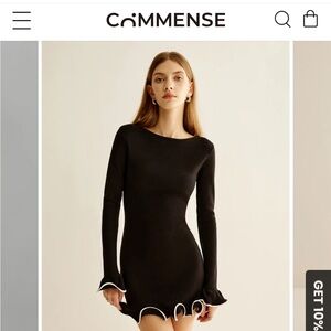 commense contrast trim ruffle dress burgundy medium